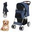 COSTWAY Cochecito para Mascotas Plegable, Cochecito de Mascotas de 4 Ruedas para Gatos/Perros, Carrito para Gatos con Cesta de Almacenamiento para Mascotas, Ventana de Malla, impermeable (Azul), , large indicador imagen numero 1