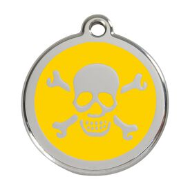 Red Dingo Placa identificativa Acero Inoxidable Esmalte Cruz Hueso Amarillo para perros