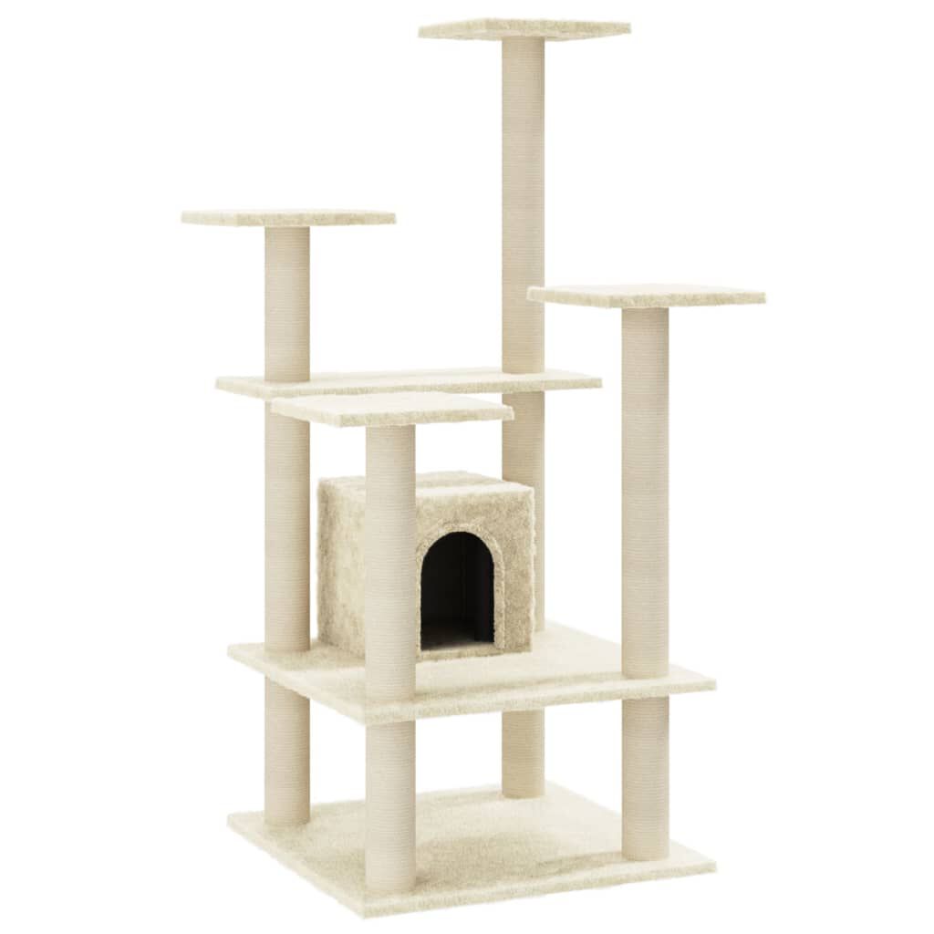 Vidaxl rascador rbol 4 pisos con casa crema para gatos Tiendanimal