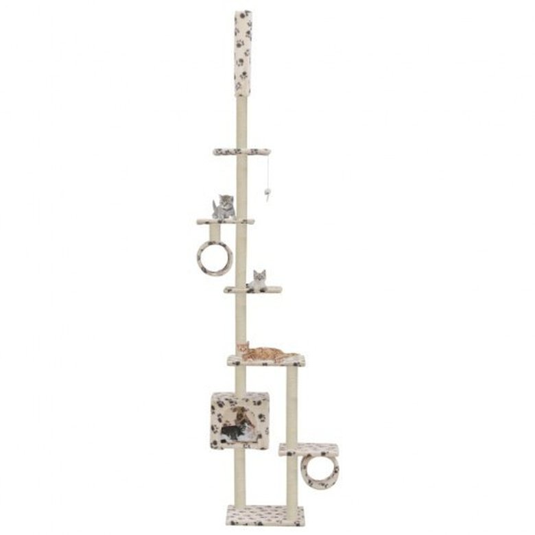 Rascador con poste de sisal color Beige Huellas, , large image number null