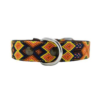Loyal Collar de Piel Artesanal Naranja y Amarillo para perros 