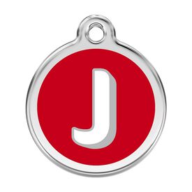 Red Dingo Placa identificativa Acero Inoxidable Esmalte Alfabeto Letra J Rojo para perros