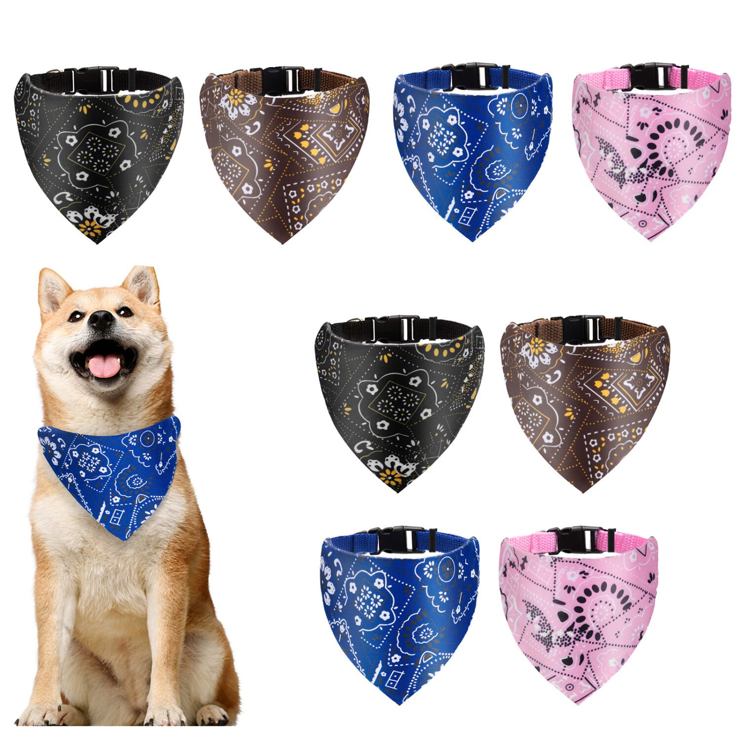 Nobleza - 8 piezas Collar de Bandana para Perros, Triangulares para Mascotas Bandana Collar, Pa&ntilde;uelos Ajustables para Mascotas, Accesorios lavable para Disfraces de Mascotas para Perros y Gatos, , large Imagen numero 1