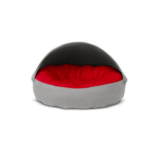 Gauty Cama Redonda Tela de sarga  Gris y rojo para Perros y Gatos