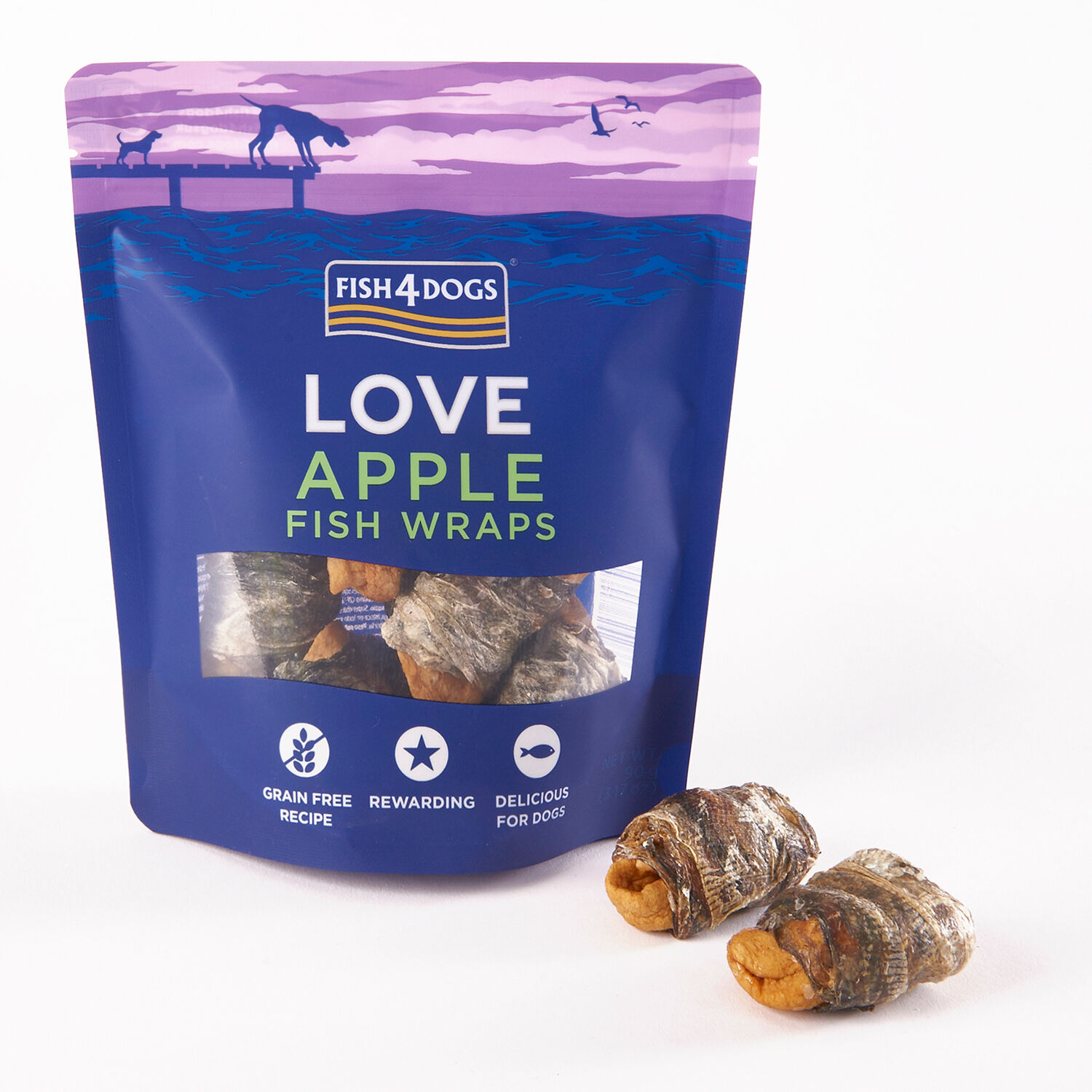 Fish4Dogs Snack natural Love Manzana Pescado para perros