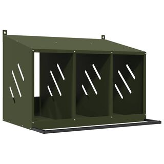 vidaXL Nido para gallinas con 3 compartimentos de metal verde oliva
