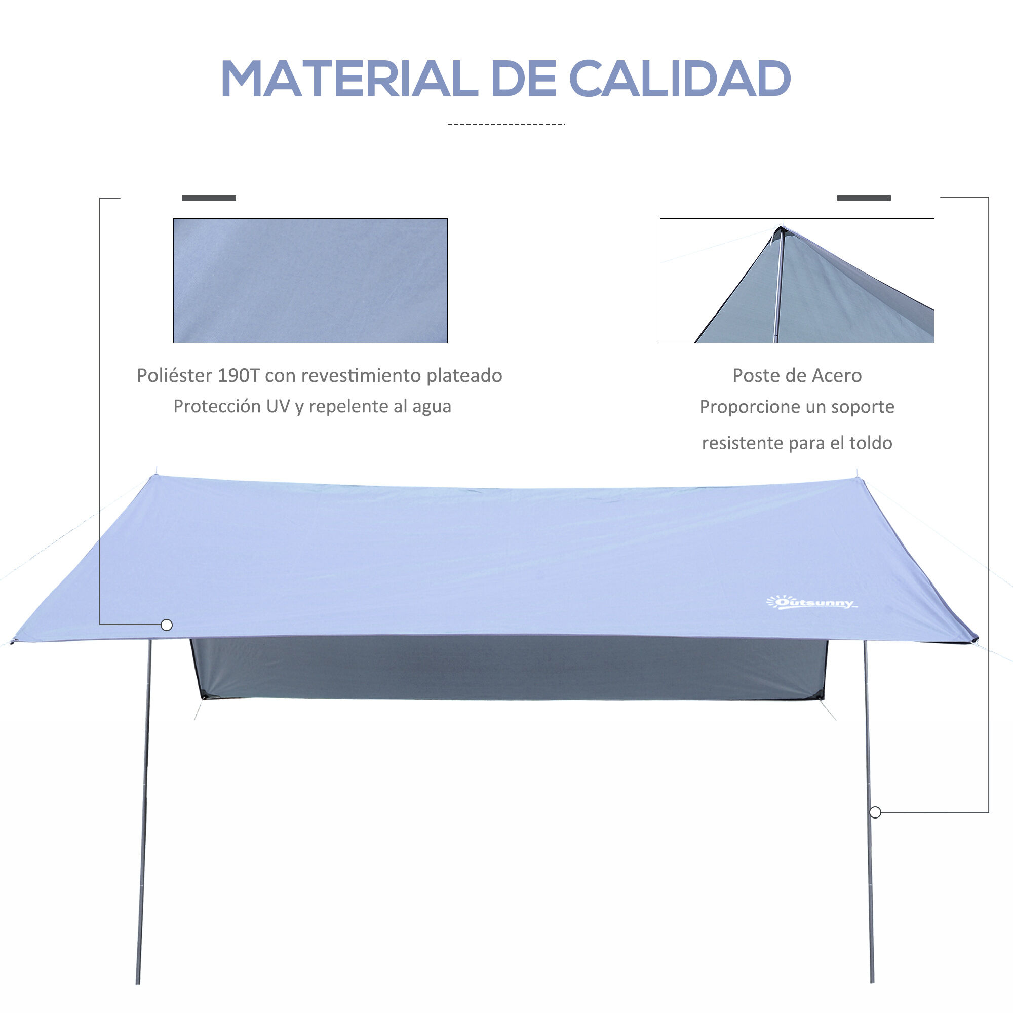 Outsunny Toldo de Refugio Port&aacute;til 300x292 cm Impermeable Carpa Ligero Tienda de Campa&ntilde;a Grande para Camping Playa Picnic Senderismo Protecci&oacute;n UV Blanco, , large Imagen numero 4