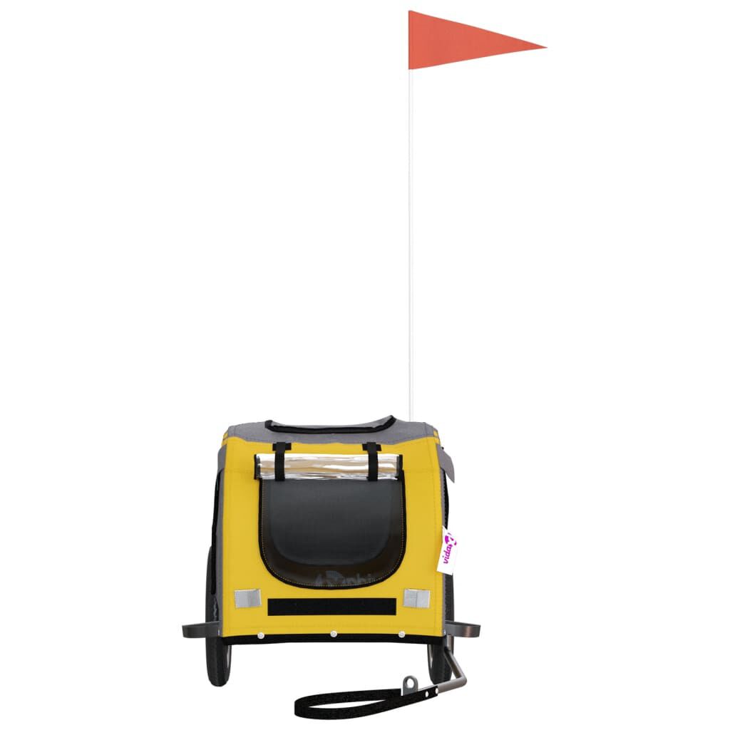 vidaXL Remolque bicicleta para perros hierro tela Oxford amarillo gris, , large Imagen numero 7