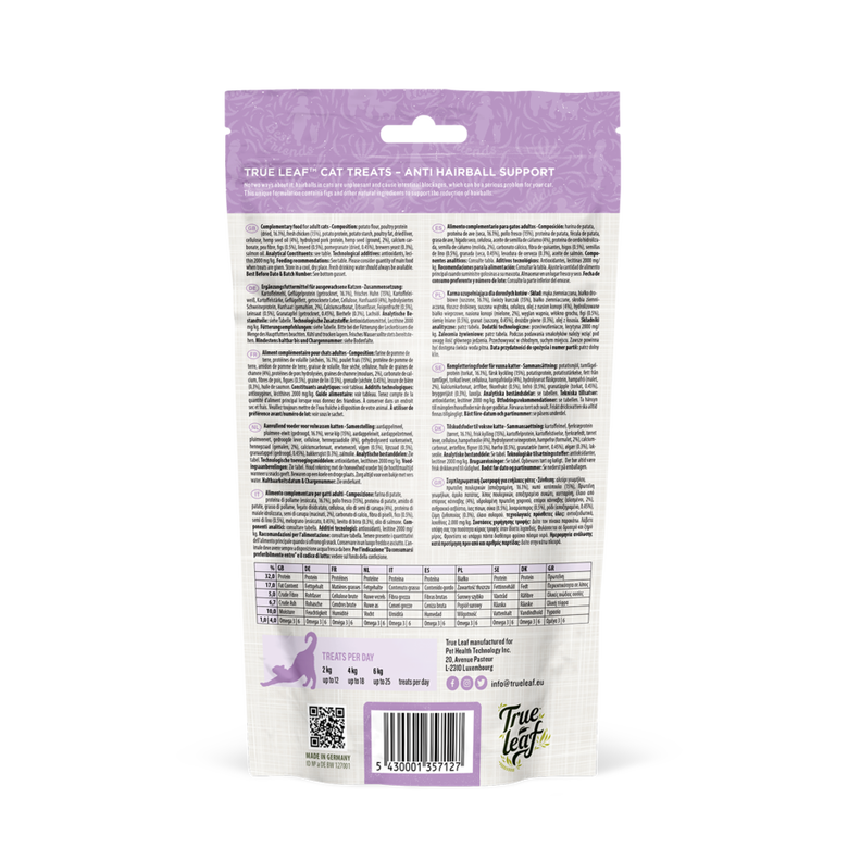 Snacks True Hemp Hairball para gatos sabor Pollo, , large image number null