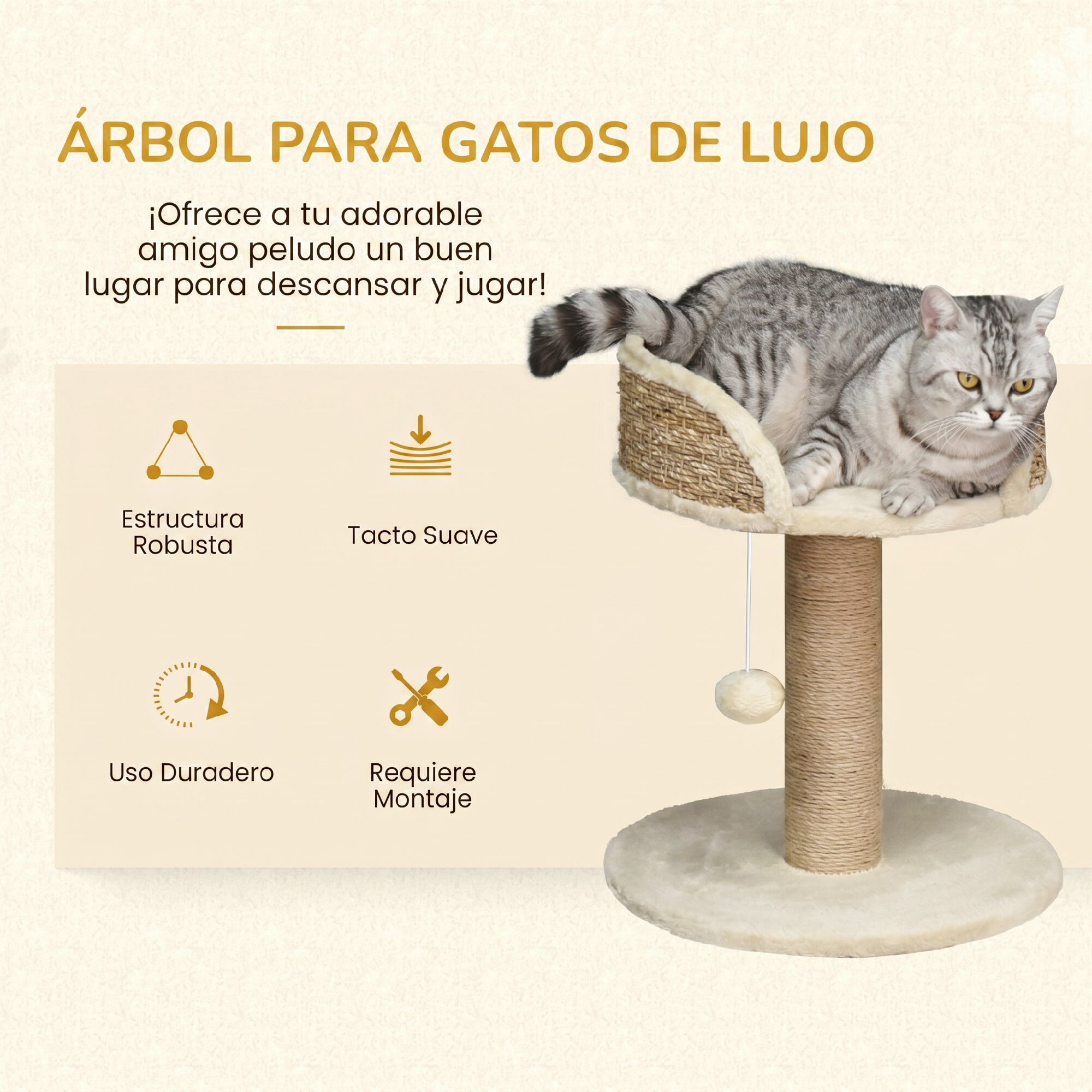 PawHut &Aacute;rbol para Gato Caf&eacute;, , large Imagen numero 4