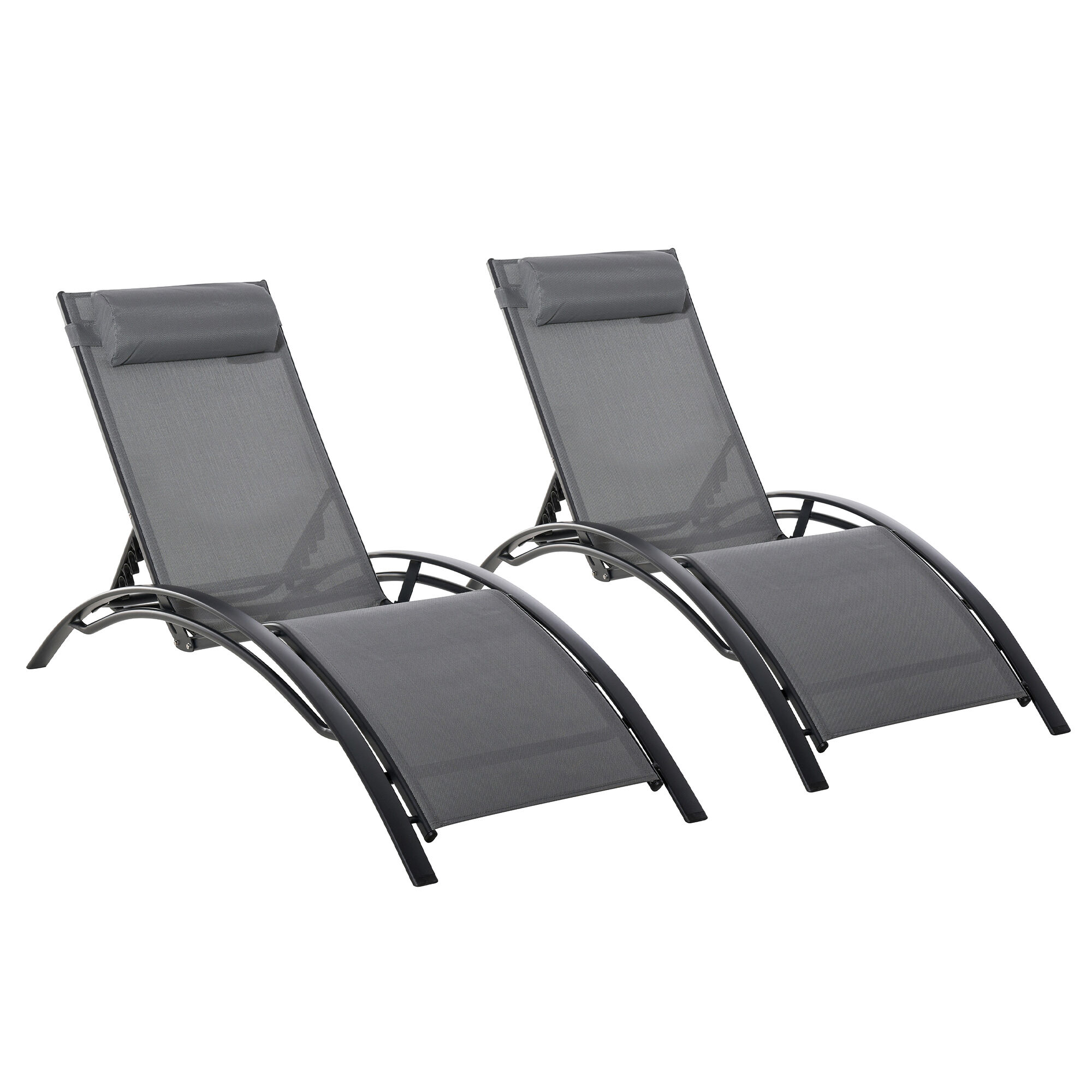 Outsunny Tumbona Reclinable Gris Oscuro, , large Imagen numero 1