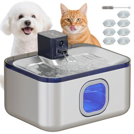 PawHut Fuente Agua Mascotas Plata
