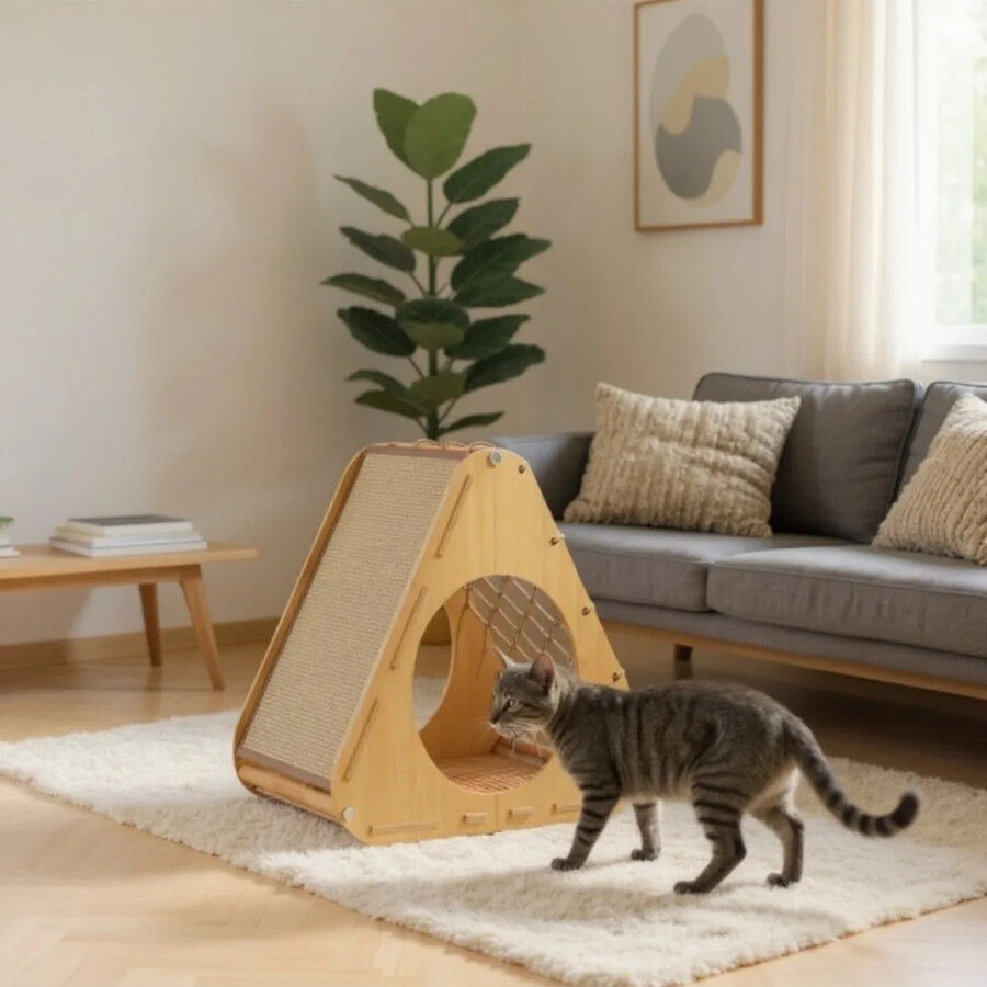 Althea Living - Casa para gatos Aurea, madera, sisal, , large Imagen numero 5