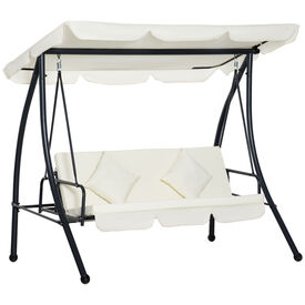 Outsunny Columpio 3 Plazas Crema para exterior