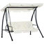 Outsunny Columpio Balancín Jardín de 3 Plazas Convertible en Cama con Techo Ajustable Cojín Acolchado y Almohadas para Balcón Terraza Carga 340 kg Acero 200x125x170 cm Crema, , large indicador imagen numero 1