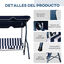 Outsunny Columpio Balancín de Jardín Exterior 2-3 Plazas para Familias de Metal con Cojín y Techo Ajustable para Balcón Terraza Carga 200 kg 170x110x153 cm Raya Azul, , large indicador imagen numero 5