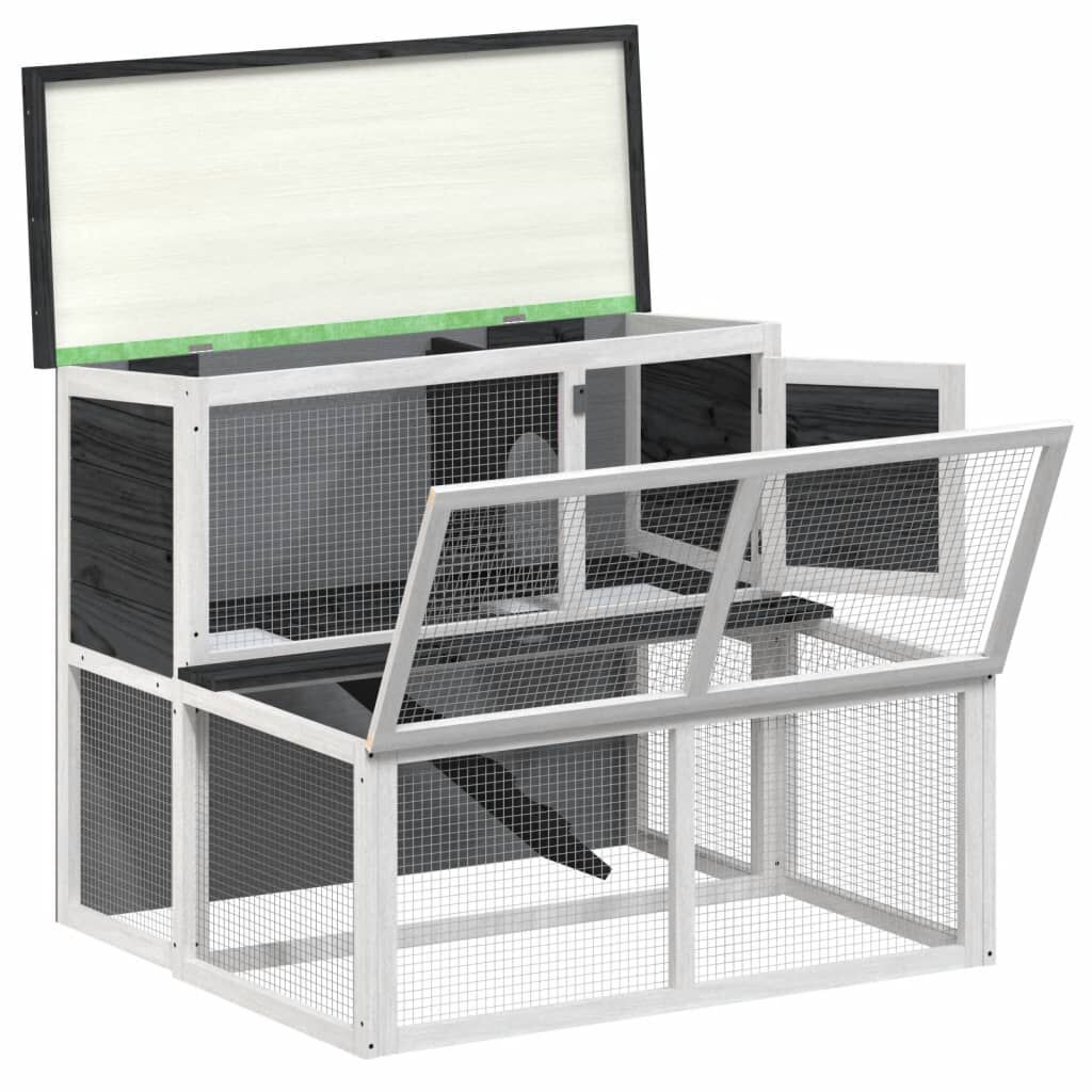 VidaXL Conejera Exterior de madera de pino gris thumbnail