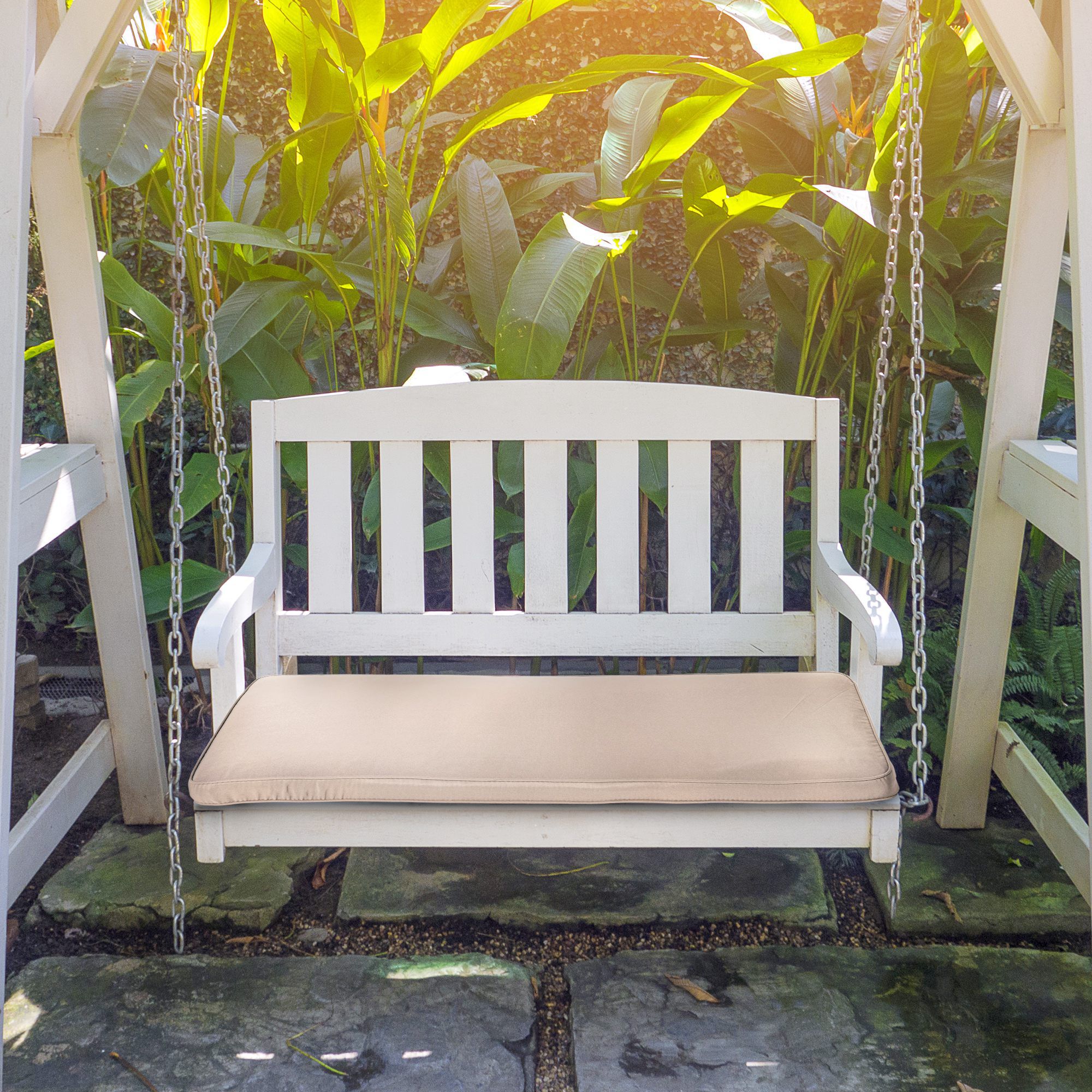 Outsunny Coj&iacute;n para Banco de Exterior 110x46x5 cm Desenfundable y Lavable Almohadilla Acolchado para Banco Doble de Jard&iacute;n Patio Terraza Beige Oscuro, , large Imagen numero 2