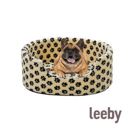 Leeby Sof&aacute; Bed Paw Print Beige para perros