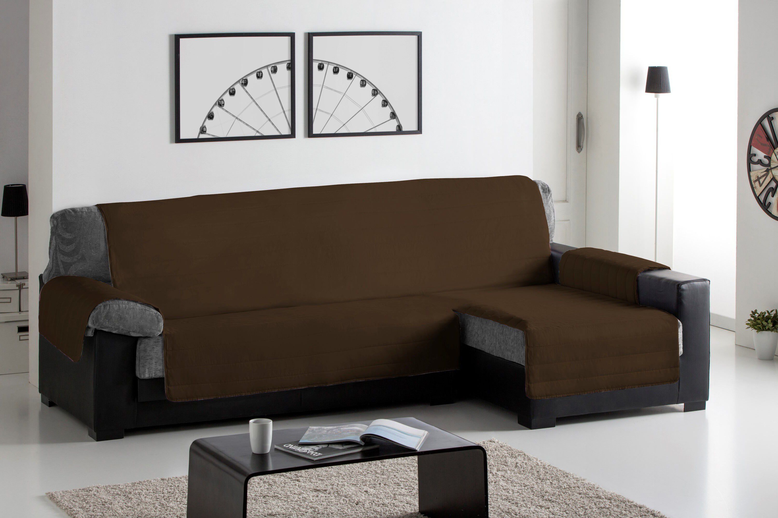 Cubre Sofa Acolchado Chaise Longue Derecho color Chocolate, , large Imagen numero 2