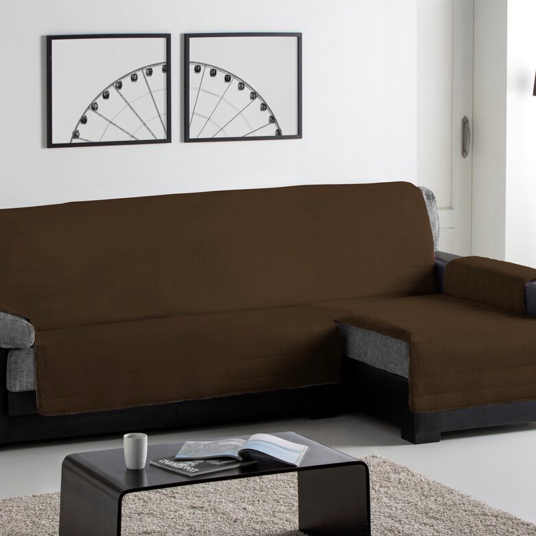 Cubre Sofa Acolchado Chaise Longue Derecho color Chocolate, , large image number null