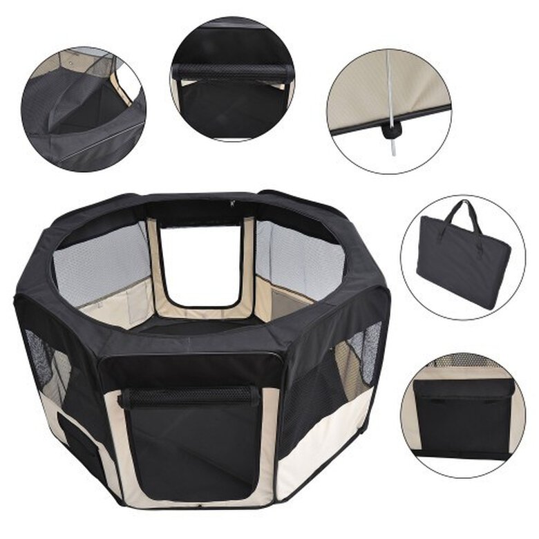 Pawhut parque plegable negro y beige para perros Tiendanimal