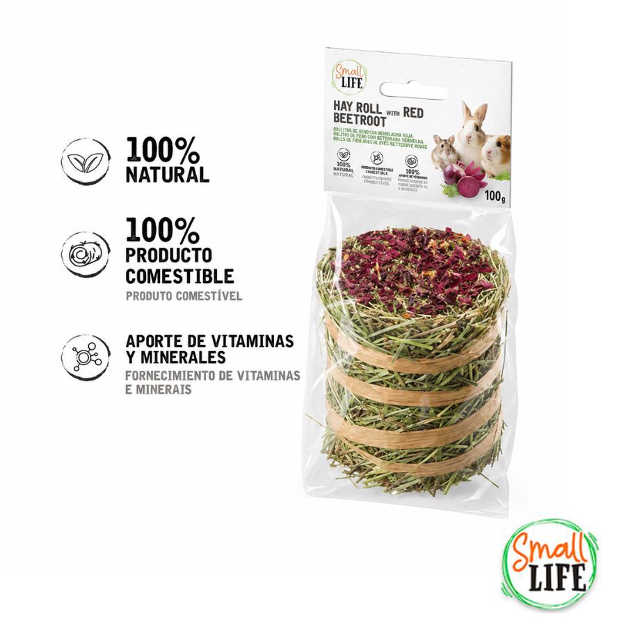 100 g Small Life Rollo de Heno con Remolacha Roja Snack para roedores y conejos, , large Imagen numero 2
