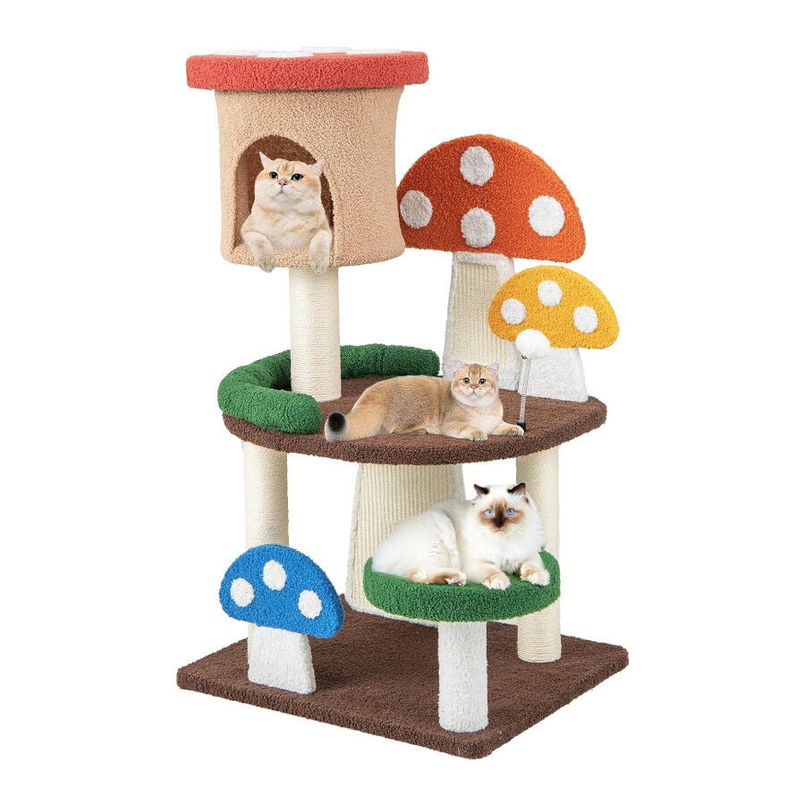 COSTWAY Árbol en Forma de Hongo 4 en 1 para Gatos