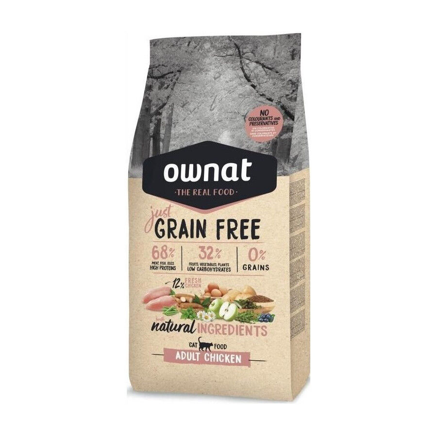3 kg Ownat Just Grain Free Adult Pienso Pollo para gatos, , large Imagen numero 1