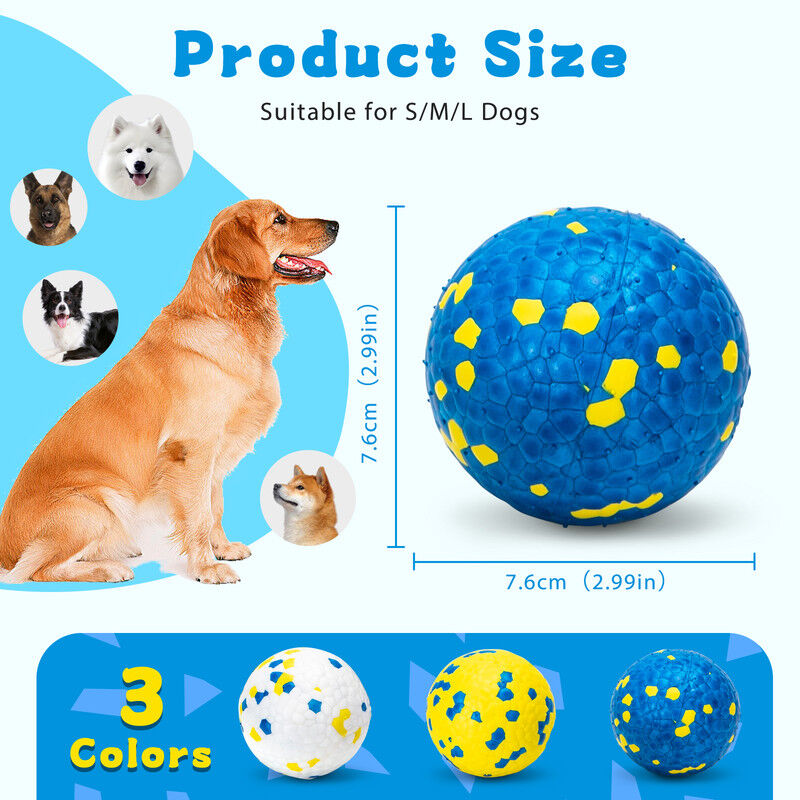 Nobleza Pelota Perro Indestructible Pack de 3 &ndash; Juguete Interactivo de Goma E-TPU Flotante y Ultrarresistente para Perros Peque&ntilde;os, Medianos y Grandes, Pelotas Limpiadientes &Oslash; 7,6 cm, , large Imagen numero 4