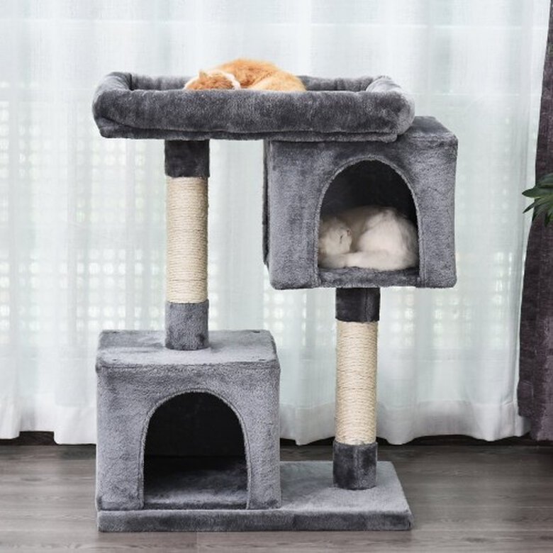 Rascador con 2 cajas plataforma PawHut color Gris, , large image number null