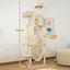 PawHut Árbol Rascador para Gatos Grande Altura 206 cm Árbol para Gatos Torre para Gatos con Plataformas Cuevas Bolas Colgantes y Hamacas Beige, , large indicador imagen numero 3
