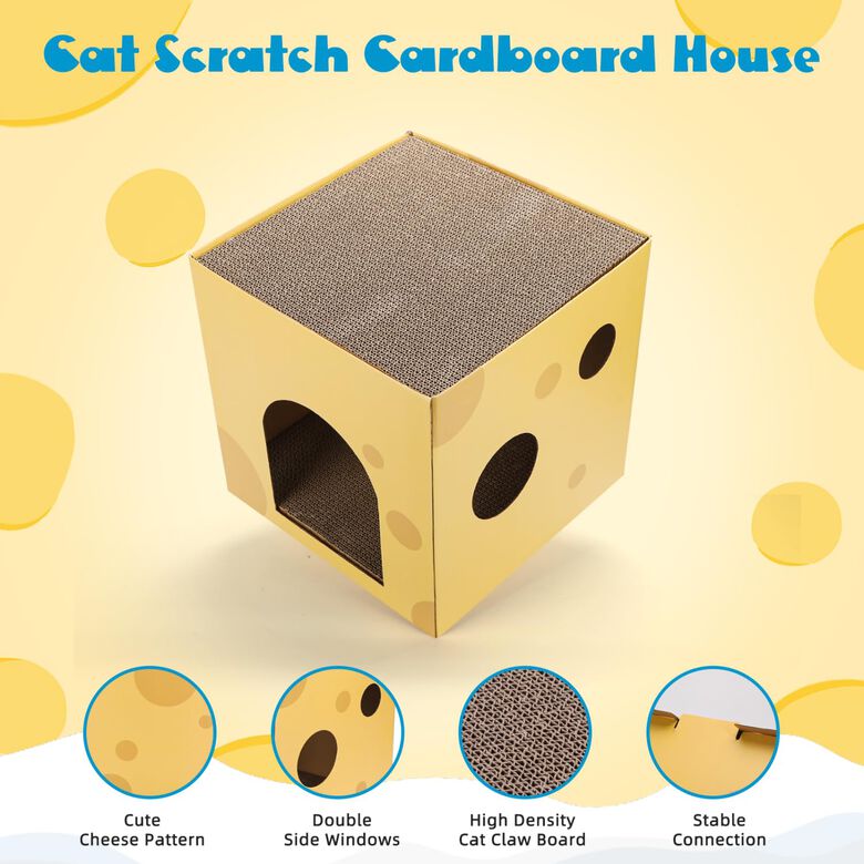 Nobleza Casa Gato con Rascador de Cartón y Hierba Gatera para Gatos thumbnail