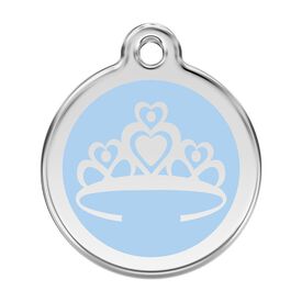 Red dingo Placa identificativa Acero Inoxidable Esmalte Corona Azul Claro para perros
