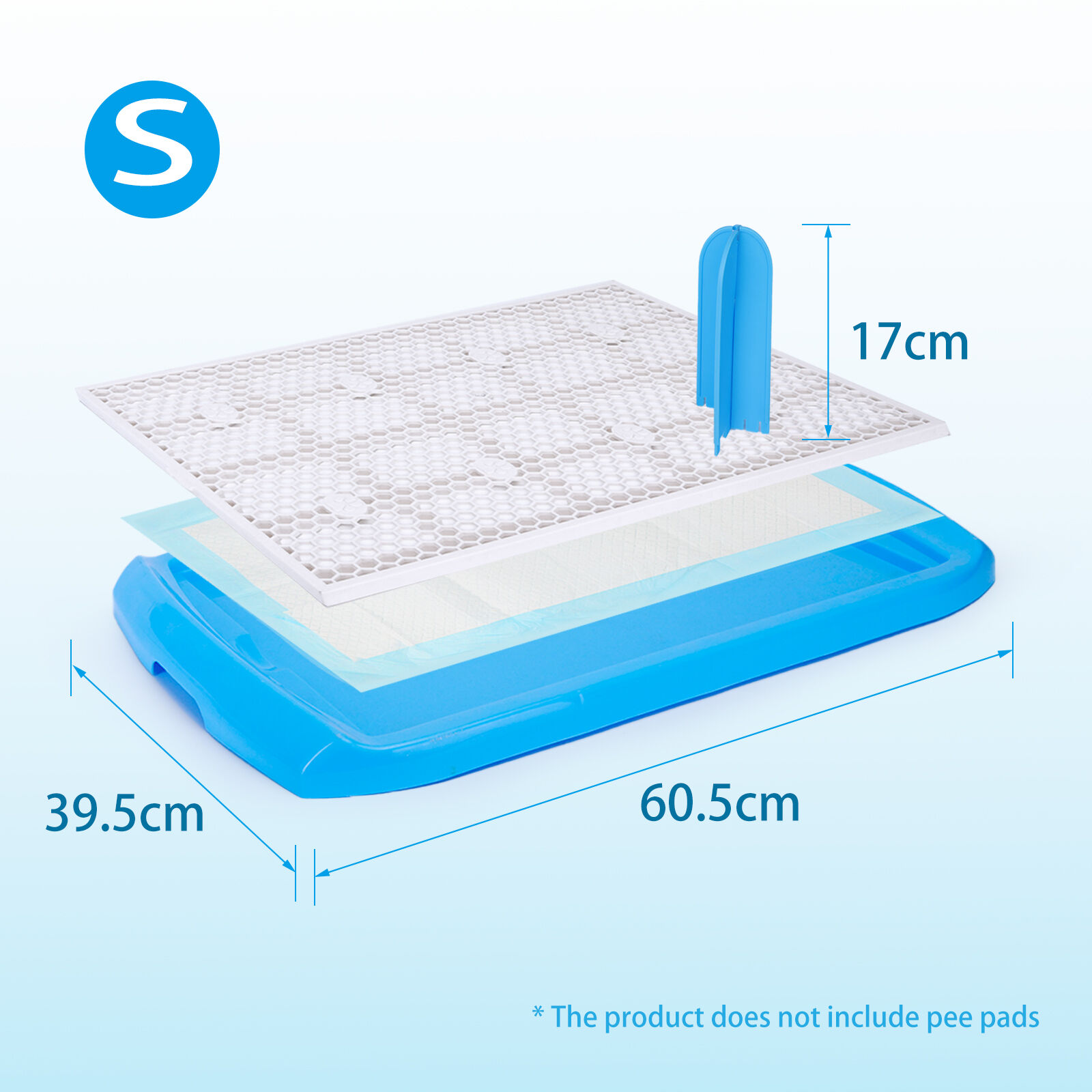 Nobleza - Bandeja de Entrenamiento WC para Perros, Soporte para Almohadilla para Mascotas, Inodoro de Pl&aacute;stico con Poste Extra&iacute;ble para Perros y Gatos, Color Azul, Talla S, (60,5 * 39,5) cm, , large Imagen numero 2