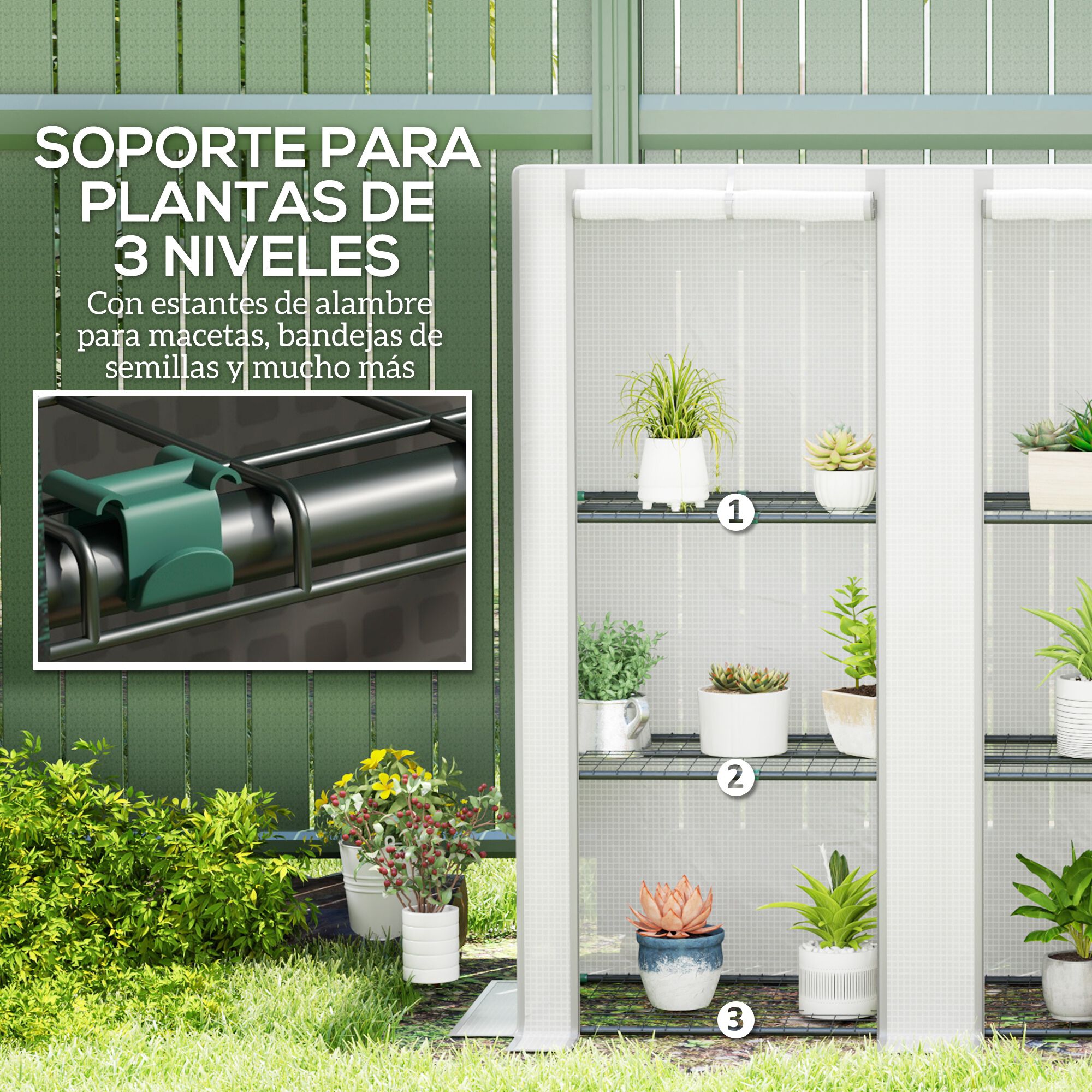 Outsunny Invernadero de Jardín Blanco thumbnail