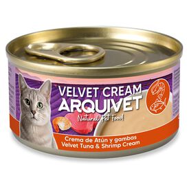 PACK 24 uds - Crema de At&uacute;n y gambas - Velvet Cream para gatos - 80g