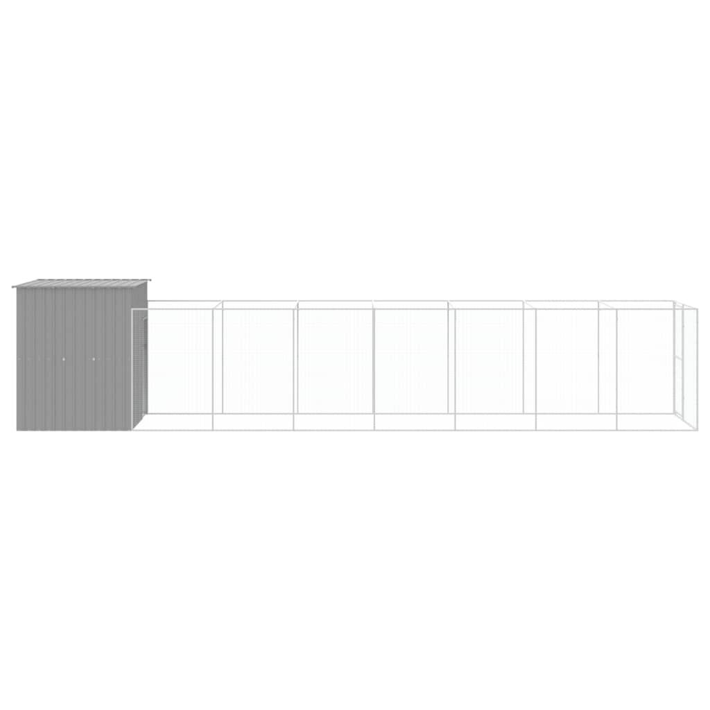 vidaXL Caseta perro corral acero galvanizado gris claro 165x1271x181cm, , large Imagen numero 16