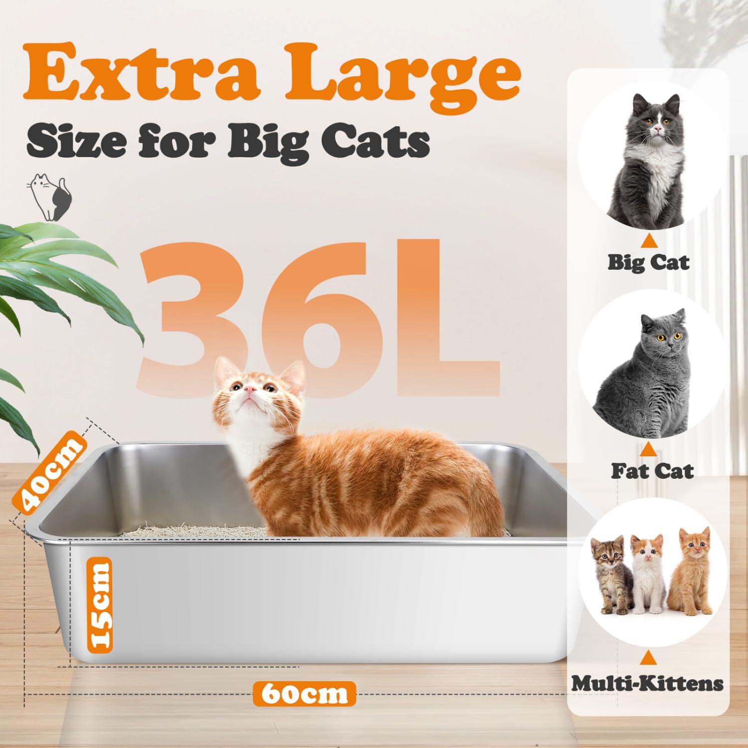 Nobleza Kit de Inicio para Gatos: Arenero de Acero Inoxidable, Alfombra Antideslizante, Arena de Tofu 2.5kg, Rascador con Sisal y Cama Lavable, , large Imagen numero 2