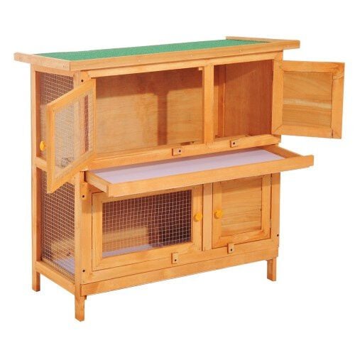 PawHut conejera de madera de 2 niveles thumbnail