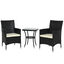 Outsunny Conjunto de Muebles para Jardín Juegos de Muebles de Ratán Incluye 1 Mesa y 2 Sillones con Cojines Estructura de Metal para Terraza Patio Negro, , large indicador imagen numero 1