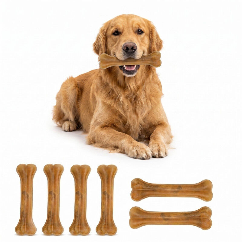 Nobleza 6x Huesos Prensados para Perros 25cm, Snack Dental de Piel de Vacuno 100% Natural, Sabor a Res, Juguete Masticable para Fortalecer Dientes y Enc&iacute;as, Ideal para Perros Medianos y Grandes, , large Imagen numero 1