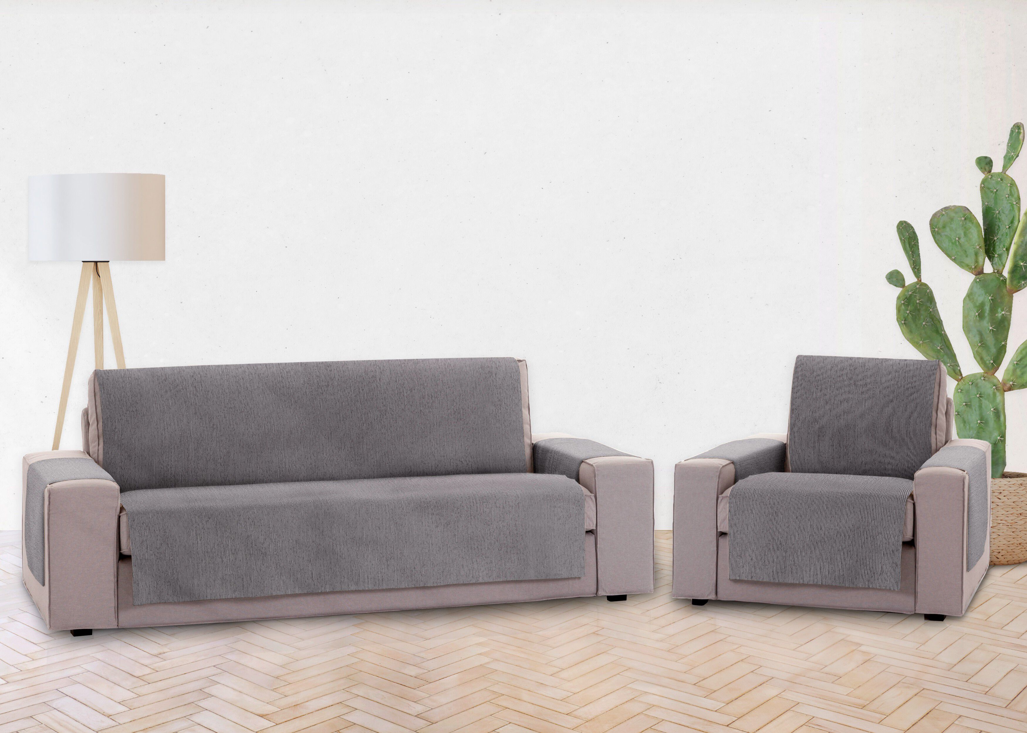Vipalia Protector Funda Sofa. Cubresofa. Chenilla Lisa. Dise&ntilde;o Elite. Color Gris. 4 Plazas, , large Imagen numero 3
