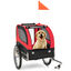 COSTWAY Remolque de Bicicleta para Mascotas, Remolque Bicicleta Perros Pequeños y Medianos con Ruedas, Transportador de 2 Puertas con Techo Solar, Capacidad 40 kg, 60,5 x 135 x 95 cm (Rojo), , large indicador imagen numero 1