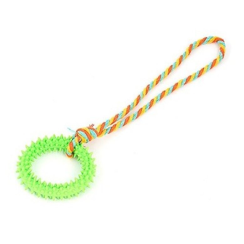 DZL juguete dentición interactivo con cuerdas de algodón verde para perros, , large image number null