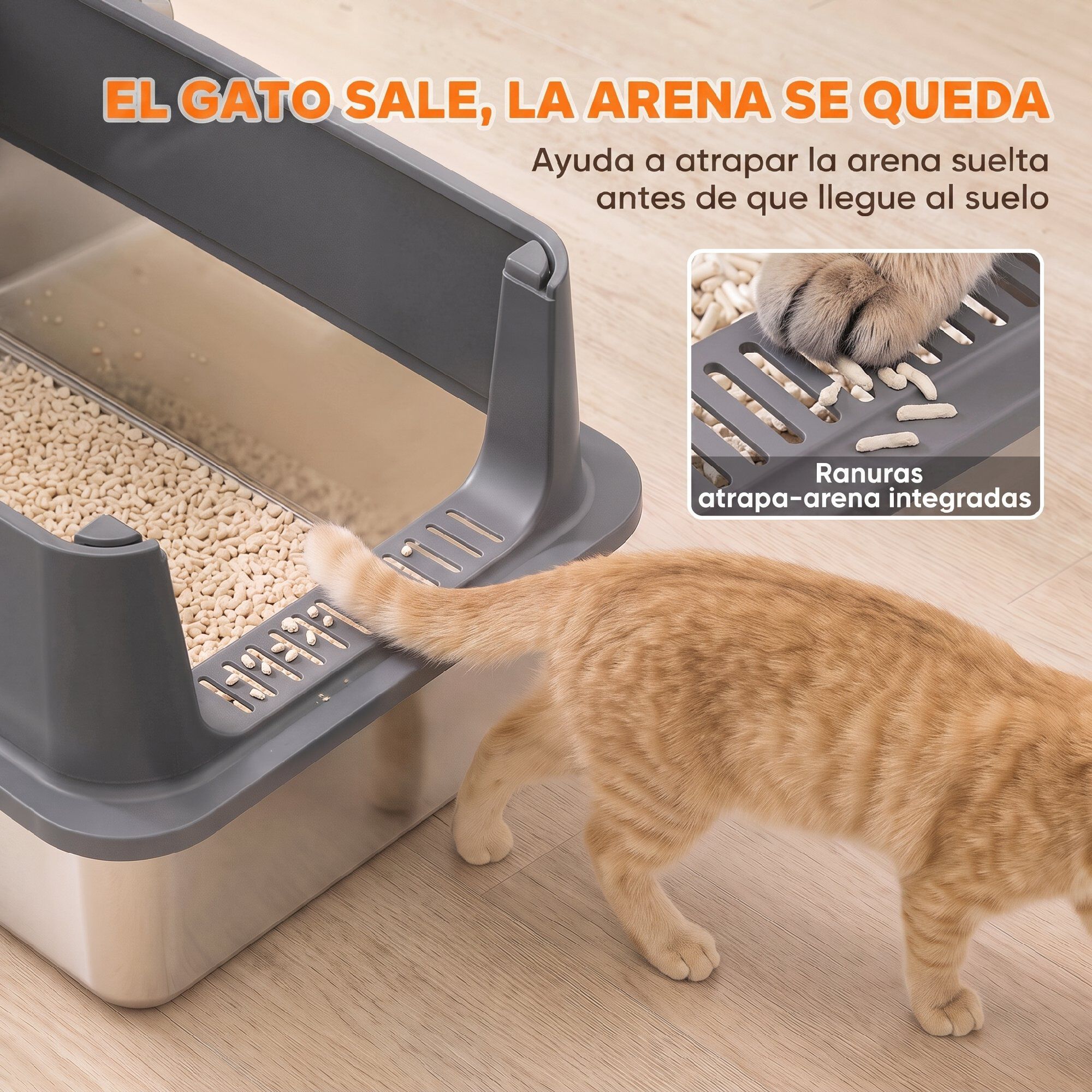 PawHut Arenero para Gato Gris oscuro, , large Imagen numero 4