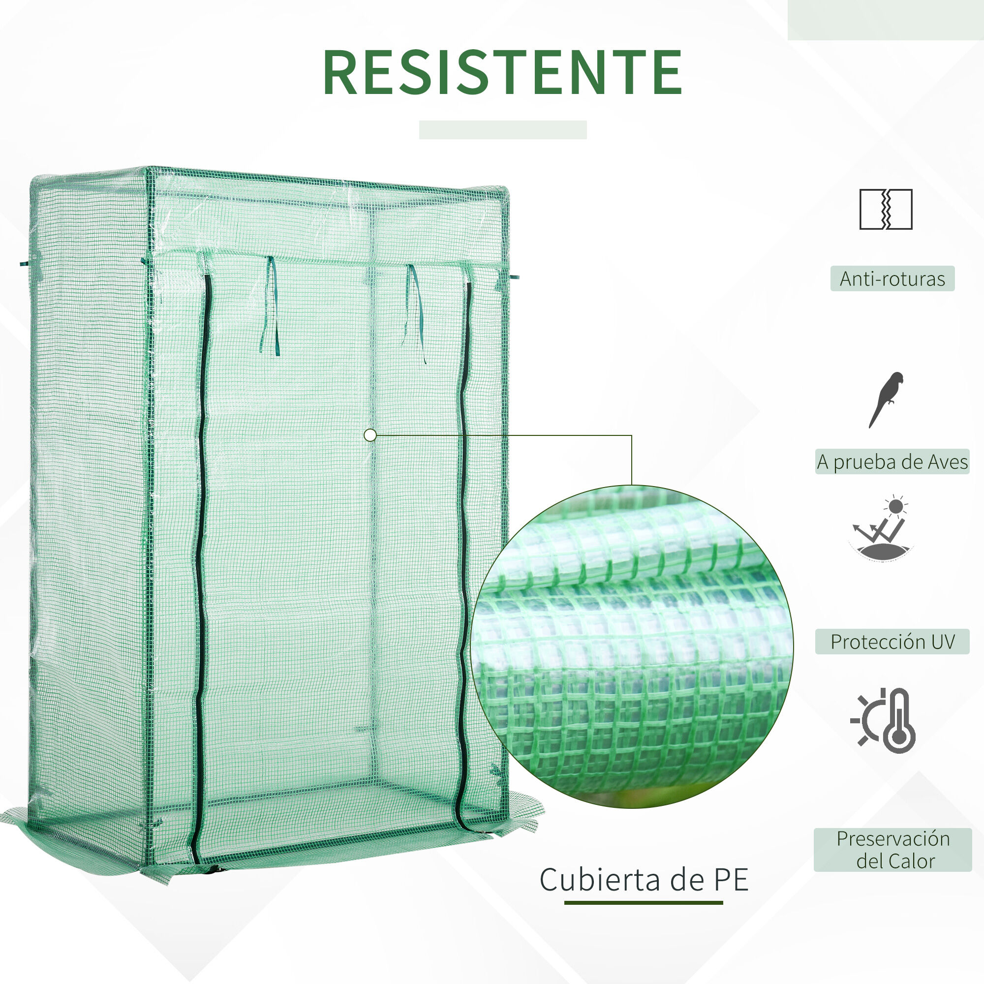 Outsunny Invernadero con Puerta Enrollable y Estructura de Acero Invernadero de Jard&iacute;n Terraza Patio para Cultivo de Plantas 100x50x150 cm Verde, , large Imagen numero 4
