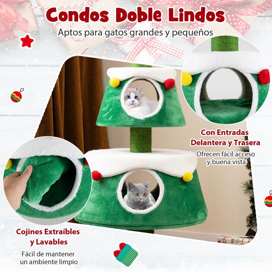 COSTWAY Casa en Árbol de Navidad para Gatos de Interior thumbnail