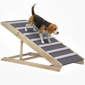 PawHut Rampa para Perros Madera Natural y Gris