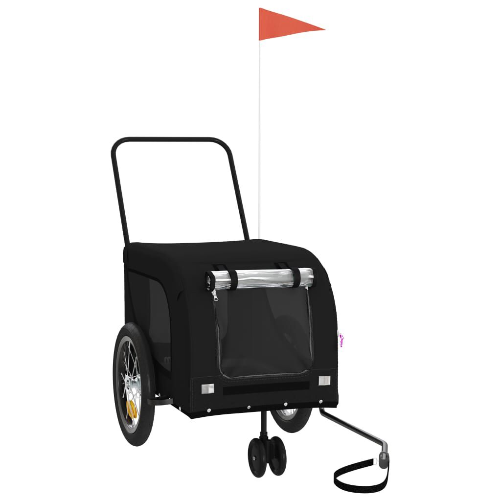 vidaXL Remolque de bicicleta mascotas hierro tela Oxford negro, , large Imagen numero 6